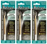 THREE (3) Fisher Space Pen Turquoise Ink / Medium Point Refills / #SPR9