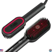 Ionic Hair Straightener Brush, 16 Temp Settings, Ceramic Hot Comb for Curly Hair