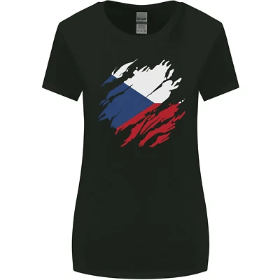 Torn Czechia Flag Czech Republic Day Football Womens Wider Cut T-Shirt