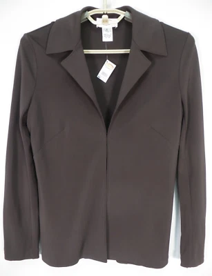 NWT TALBOTS Womens Stretch Rayon Jacket Long Sleeve Solid Dark Brown P Petite