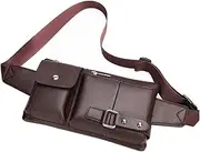 [WRITWAA] Men's Casual Wasit Bag Pu Leather Fanny Pack Space for Phone Wallet Keys