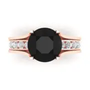 2.89 Round Cut Natural Onyx Promise Bridal Ring Band set Sliding 14k Rose Gold