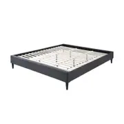 Arte King Bed Frame Fabric Upholstered Mattress Platform Base - Mid Grey