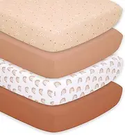 The Peanutshell Fitted Crib Sheet Set, Boho Rainbow, 4 Pack