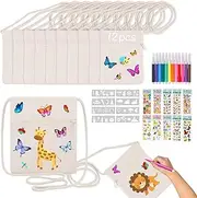 [Suynauetev] Pack of 12 Fabric Bags for Painting, Bags for Painting, Bags for Painting, Children's Birthday Fabric Bags for Painting, Children's Birthday Party Bags for Creative Design and Gifts