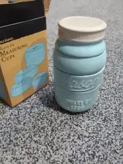 NEW World Market Mason Jar Measuring Cups Aqua Blue Glassware Farmhouse Set