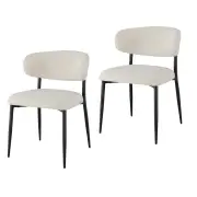 Raimon Furniture Set Of 2 Amalia Boucle Fabric Kitchen Dining Side Chair Metal Frame - Off White