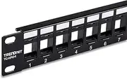TRENDnet 24-Port Blank Keystone 1U Patch Panel, 1U 19" Metal Rackmount Housing, Recommended with TC-K25C6 & TC-K50C6 Cat6 Keystone Jacks (Sold Separately), Black, TC-KP24