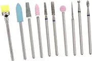 Vaguelly 10pcs Tungsten Nail Drill Bits Set Professional Polishing Machine Tools for Manicure for Natural Artificial Nails High Durability Easy to Use Dust Grinding