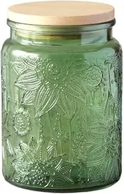 ANSQU Green Glass Canister, Candy Jar with Lid, 23.7 FL OZ Vintage Colored Mason Jars for Kitchen Decorative Jar for Coffee Tea Candy Cookies, Cute Jars (Green, 1 Pack)