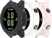 Intended for Garmin Forerunner 255 Case Protective Bumper Cover Case Intended for Forerunner 255/Forerunner 255 Music Smart Watch Accessories (Black&White&Pink)