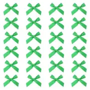 24 Pcs Mini Ribbon Bow 1.8 Inch Mini Fabric Satin Ribbon Green