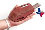HAND MADE PURE ENGRAVED LEATHER SHEATH FOR FIX BLADE KNIFE LEFT HAND HOLSTER