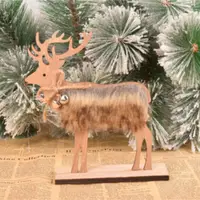 在飛比找momo購物網優惠-木質貂毛麋鹿裝飾 聖誕裝飾 麋鹿裝飾 桌上佈置(一組大＋小)