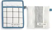 DEMDACO Hey Hot Stuff Keep Cool Blue and Black 7 x 9 All Cotton Polyester Fill Hot Pad Potholder Set of 2