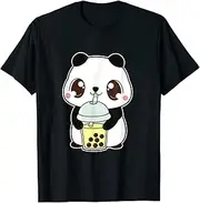 [VidiAmazing] Kawaii Cute Boba Panda Bear Yellow Bubble Pearl Milk Tea ds1856 T-Shirt