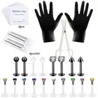 10-29Pcs Body Piercing Tools Kit Labret Lip Ring Clear Retainers Needles Set 16G
