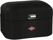 WESCO Single Grandy Bread Bin in Matte Black, Powder-Coated Sheet Steel, Ventilation Holes and Sturdy Handle