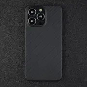 For iPhone 13 Pro 6.1 inch Carbon Fiber Texture Aramid Fiber Back Case Protective Cover-Matte Black
