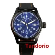 39mm 20ATM NH35A Sapphire Glass Black PVD Pilot Diving Men's Watch Leather