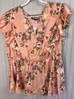 BloomChic Womens TOP 26 Pink Green Orange Romantic Floral Ruffle Pullover NEW
