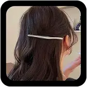 [Allereya] Simple Hair Clips, Curved Clip, Barrette, Gold Metal Hair Clips, Long Bar Hair Clips, Barrette, Decorative Metal Hair Accessories, Jewellery for Women (Silver1)