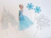 5pcs Frozen Elsa cake topper Disney Princess snowflake castle cupcake toppers