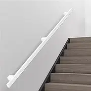 Wall Mount Handrails, 1ft-20ft Non-Slip Staircase Railing Wrought Iron Baluster Grab Rails, White Metal Square Tube Stair Banister Rail for Indoor Bar Loft Home Decor(14ft/420cm)