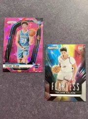 (2) 2024-25 Tidjane Salaün RCs-1 Prizm Pink Ice/1 Prizm D.P. Fearless-Hornets
