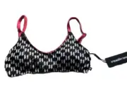 Karl Lagerfeld Paris Bikini Swim Top Logo All Over Size Medium Black