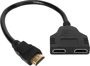 EZONEDEAL HDMI Splitter Adapter Cable - HDMI Splitter 1 in 2 Out HDMI Male to Dual HDMI Female 1 to 2 Way for HDMI HD, LED, LCD, TV, Support Two The Same TVs at The Same Time 1080P 30cm