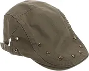 [WOFASHPURET] Vintage Beret Newsboy Hats for Men Adjustable Newsboy Beret Women Hat Beret Hat with Pin Cool Hat Cap Trucker Green Hats for Men Warmers Beret Hats Hat Olive Green Polyester