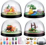 4 Sets DIY Easter Snow Globe Making Kit Make Your Own Easter Water Globe Kit with 6 Styles Easter Eggs Rabbits Chicks Figures and Complete Tools Sculpting Crafts Easter Party Decoration