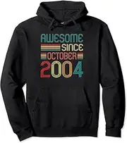 [VidiAmazing] Awesome Since October 2004 18th Birthday Retro 18 Years Old Pullover Hoodie ds920