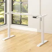 ADVWIN Standing Desk Frame,Electric Sit Stand Desk Base Height Adjustable Motorised Home Office Computer Workstation (White Frame Only,No Desktop)