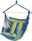 Hammock Chair Hanging Rope Swing - Max 500 Lbs - 2 Cushions Included - Steel Spr