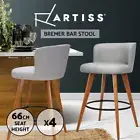 Artiss 4x Bar Stools Kithen Counter Chairs Linen Padded Stool Wooden Grey