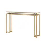 Costway 120cm Faux Marble Console Table Metal Frame Golden
