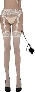 [ziciach] Sexy Lace Stockings with Suspender Garters, One-Piece, Japanese Style (White)