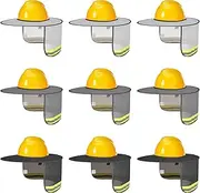 [Bonuci] 9 Pieces Hard Hat Sun Shade Full Brim Mesh Hats with Reflective Strip High Visibility Hard Hat Visor Hard Hat Accessories for Men, 18.5 x 16.14 x 7.87 inches