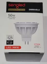 LED MR16 DIMMABLE 2700K - 525 LUMENS DESIGNER PRO SENGLED 8.5w Replaces 50W