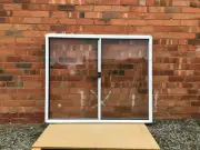 1200h x 1450w NEW Aluminum Sliding window Textura® White Clear DOUBLE GLAZED