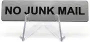 No Junk Mail Silver Acrylic Door Sign Engraved Plaque Letterbox Sign Self