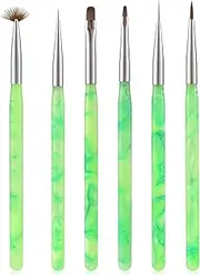 KADS 6Pcs Jade Green Nail Brush Set Nail Gel Painting Brush Nail Liner Brush Gradient Fan Brush