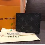 二手正品LOUIS VUITTON路易威登LV黑灰老花MULTIPLE男士對折短夾/皮夾/錢包錢夾M61695