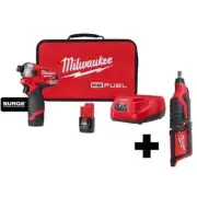 Milwaukee SURGE Impact Driver Kit 1/4" Hex 12V Li-Ion Brushless w/ Rotary Tool