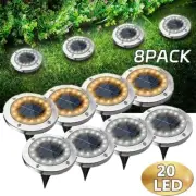 1/2pcs/4pcs/8pcs Outdoor Solar Lights Buried Garden Decor 8/20LED Lamp Sunlight