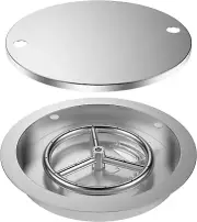 Skyflame 13in Rnd Stainless Steel Dropin Fire Pit Pan Bowl w Burner Ring & Cover