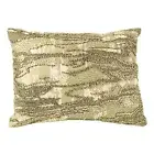 MICHAEL ARAM MOIRE GOLD METALLIC FOIL BEADS THROW DECORATIVE PILLOW COTTON LINEN