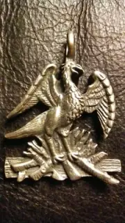VINTAGE PEWTER PHOENIX PENDENT- MYTHOLOGY- FANTASY- PAGANISM- HEAVY METAL